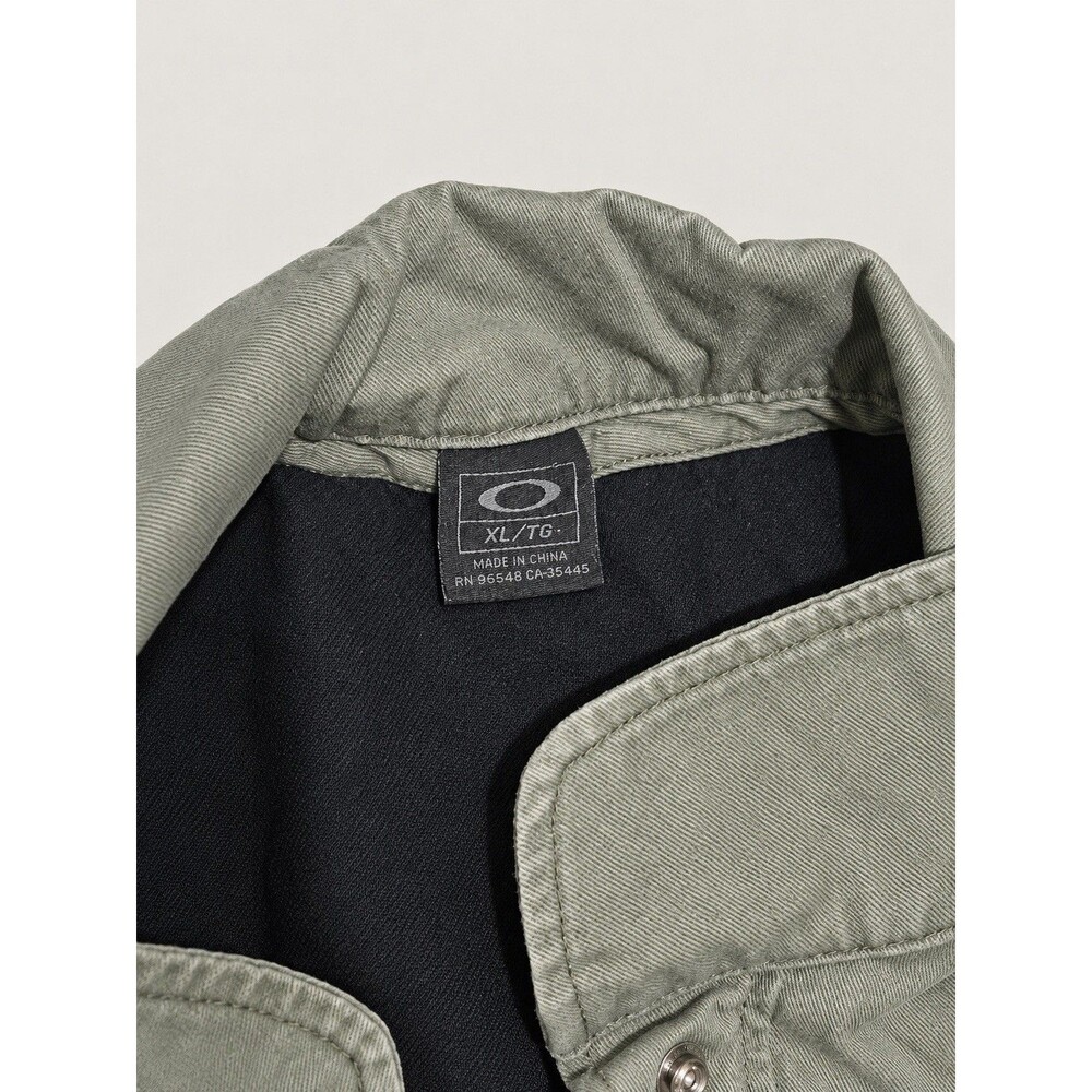 Title: Oakley XL Olive Green Utility Field Jacket 4-Pocket Snap Front Lined